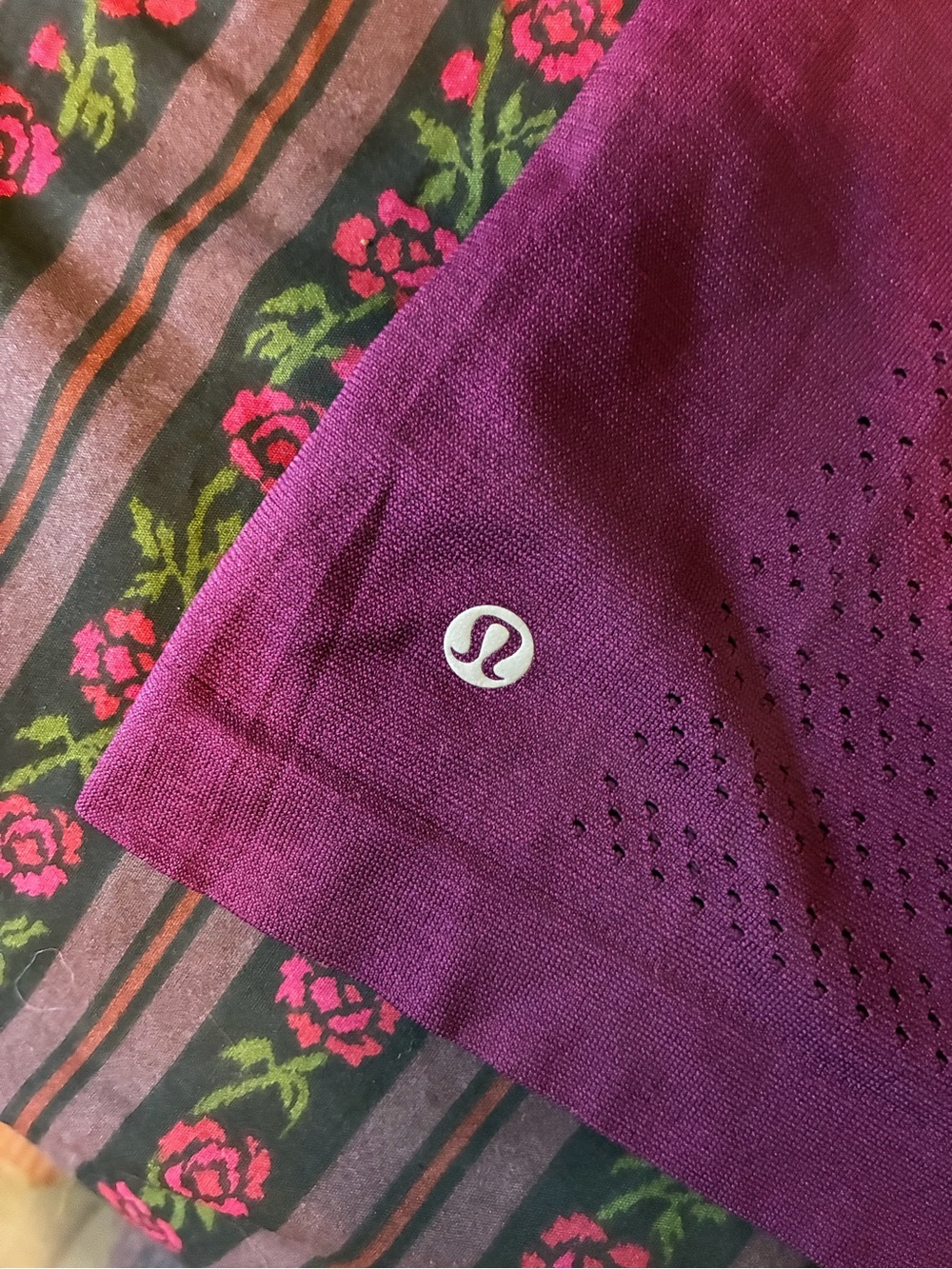 lululemon athletica Women's Magenta Crewneck Tee with Perforated Detail